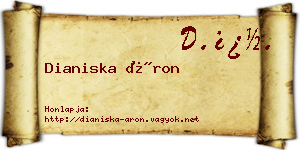 Dianiska Áron névjegykártya